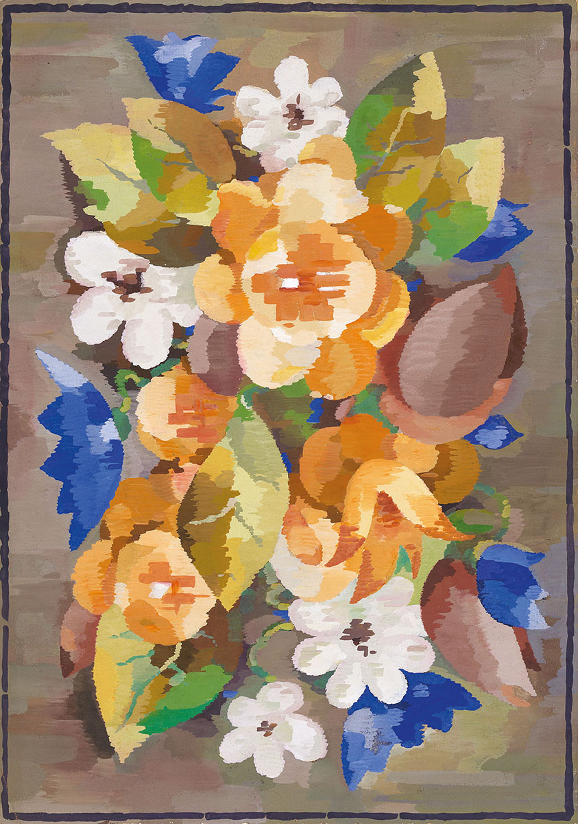Maquette de tapis à décor de bouquet